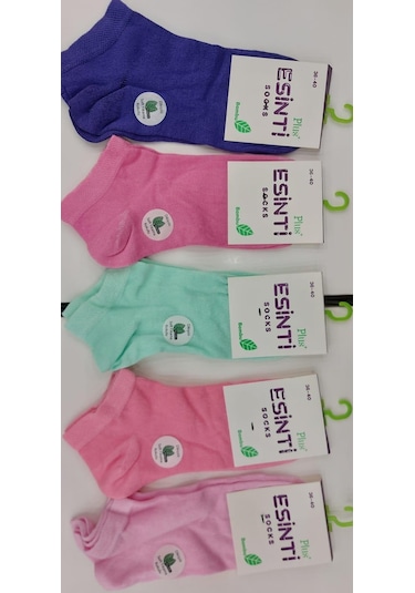 Esinti Kadın Bambu Patik Pastel Renkli Çorap 12 Adet 001
