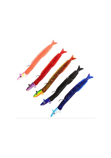 Profisher 5 Renk Silikon Yapay Metal Kafalı Yem 12.5 CM 13.9 G