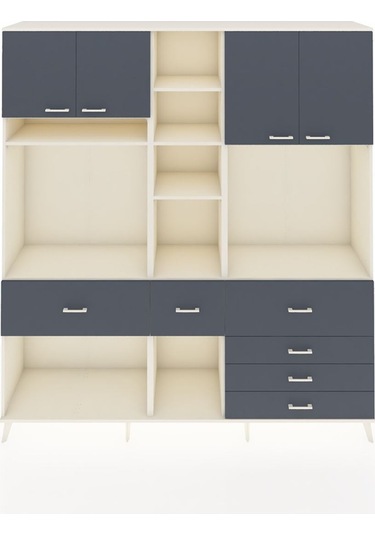 Hyperion Dolap 11 Raflı 6 Çekmeceli 4 Kapaklı 220x44x243 Aytaşı-antrasit/antrasit Antrasıt/antrasıt