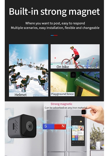 Geeksen Sq28 1080p Hd Güneş Görüntü Kaydedici, Su Geçirmez Kamera, Manyetik Tutucu, Gece Görüşü Fonksiyonu, Dv Spor Kamerası Siyah