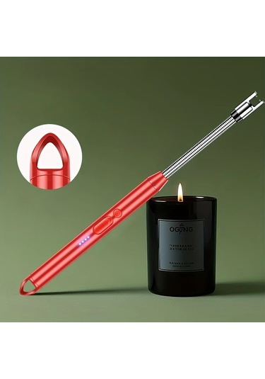 Elmpaly Usb Şarj Edilebilir Kırmızı Üçgen Kanca Puls Ark Çakmak Kamp Ocağı Altın