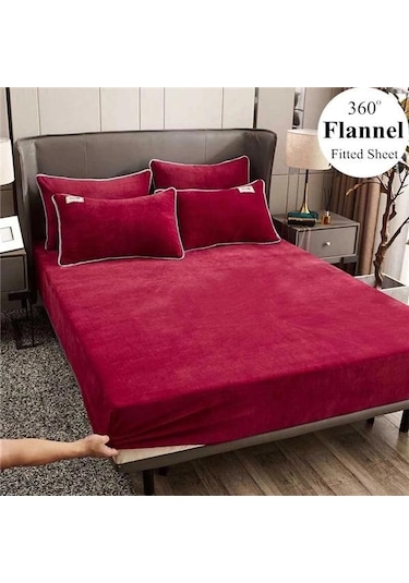 Pembe Süper Sıcak Yumuşak Flanel Yatak Örtüsü 25 Cm Evrensel Yatak Koruyucu Ped Kristal Kadife Lastikli Çarşaf Ç. K. Alez 56476887 Pembe