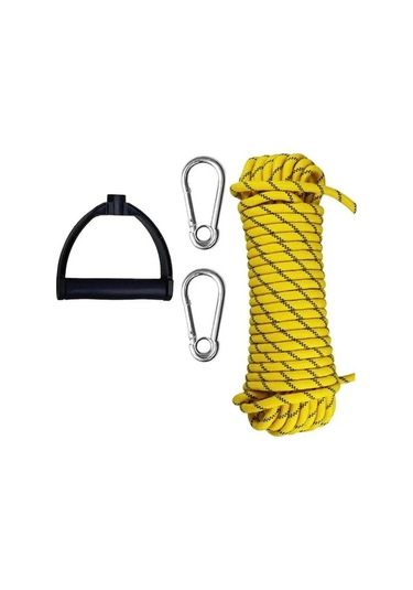 Besthome1 Karabinalı Tırmanma Ve Yürüyüş İçin Paslanmaz Çelik Vinç Halatı Sarı Sarı