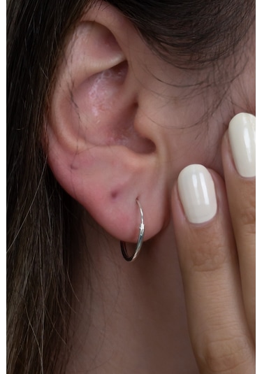 Takı Dükkanı Kadın Gümüş Halka Küpe Taşsız Menteşeli wsk01-t