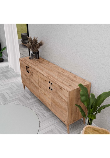 Mezza Hera 1670 Ahşap Ayaklı Modern Konsol Atlantik Çam 180 CM