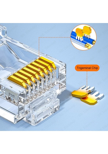 RJ45 CAT6 Jack Konnektör Altın Kaplama Ethernet Uç 8P8C 100'lü Pa