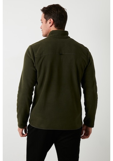 Buratti Slim Fit Anti-Pilling Tüylenme Yapmayan Bato Yaka Kışlık Şardonlu Erkek Polar 5906001 Haki