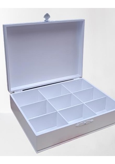 Hobi Adn Dekoratif Makyaj Kutusu Bölmeli Klipsli Parlak Beyaz Model El Yapım