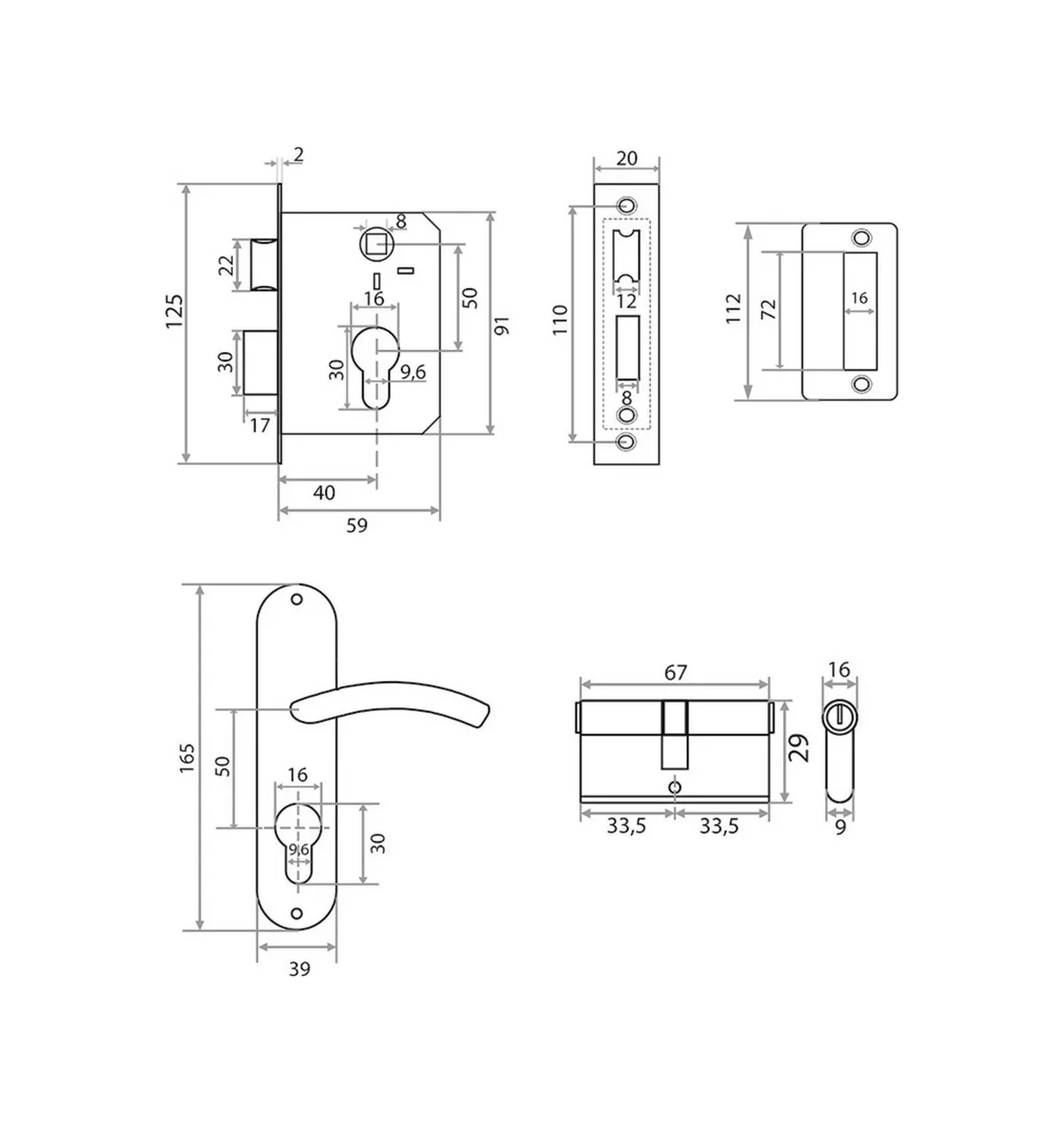 Lockland Kolu İle Birlikte Gömme Kapı Kilidi 165523635 Zirveli