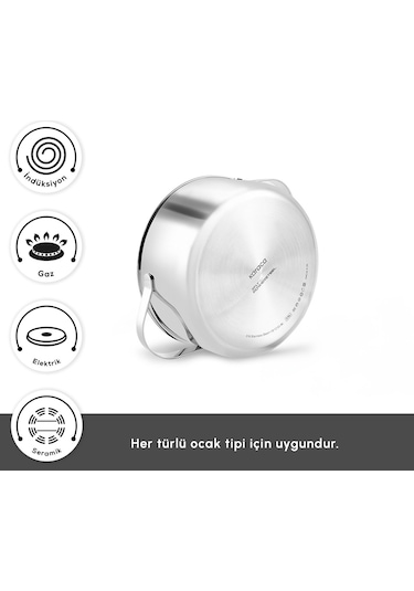 Karaca Power Steel 316+ 3ply Discovery İndüksiyon Tabanlı 8 Parça Çelik Tencere Seti Gümüş