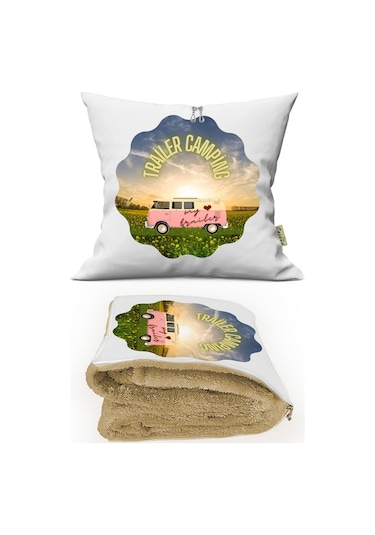 Karavan Trailer Camping Tv Battaniyeli Opsiyonel Yastık & Kırlen