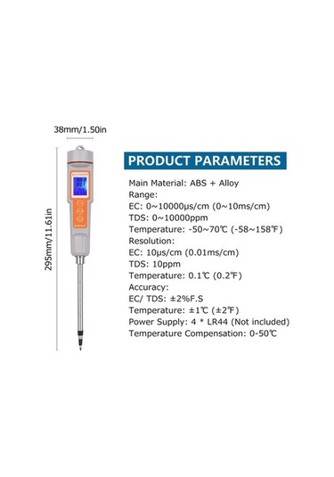 Tongxida Toprak Test Cihazı, Arka Işık Ekran, Ec/tds/sıcaklık, Çiftlik Ve Meyvecilik İçin, 44803110