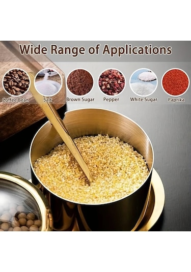Cordial Altın Şekerlik: Paslanmaz Çelik Cam Kapaklı Ve Kaşıklı, Kahve Bar Ve Mutfak İçin Çok Amaçlı Dayanıklı Ürün Altın
