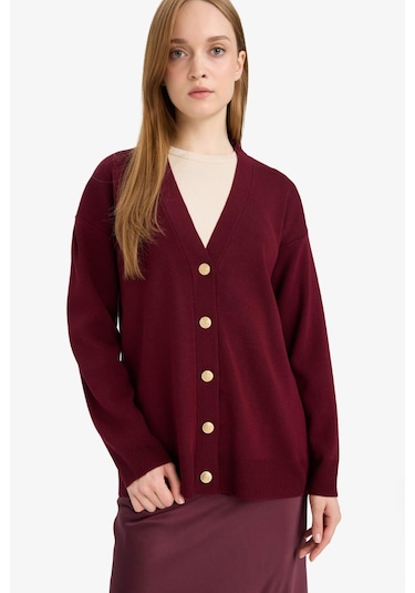 Defacto Relax Fit V Yaka Hırka E6134ax25aubr459 Bordo Defacto Relax Fit V Yaka Hırka E6134ax25aubr459 Bordo