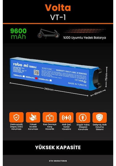 Volta VT-1 /36v 9600mAh Elektrikli Scooter Bataryası