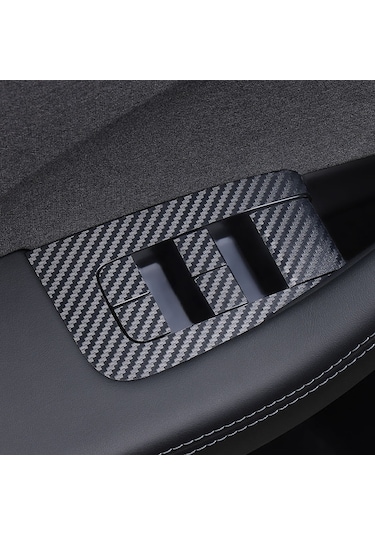4pcs /tesla İçin Set Model 3 Asansör Penceresi Düğmesi Çıkartma Araç İç Mekan, Stil: Karbon Fiber