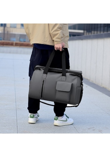 Dekohop Seyahat Çantası Unisex Kabin Boy El Ve Omuz Çanta Sıvı Dayanıklı Kumaş Tatil Spor Seyahat Stil Çanta Gri