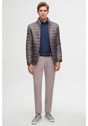 Ds Damat Slim Fit Gri Rüzgar Geçirmez Elyaf Dolgulu Mont 3HF07ORT04262 Gri
