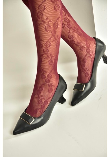 Fox Shoes V250521109 Siyah Kalın Topuklu Sivri Burun Kadın Ayakkabı Siyah