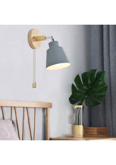 Skycity Kahverengi Ahşap Zip Anahtarlı Modern Minimalist Duvar Lambası - Yeme Salonu Oturma Odası Dekoratif Arka Plan Aydınlatması, E27 Kaynak Yok, 10cm Taban Siyah Diğer