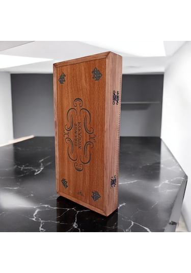 Simya İsme Özel Ahşap Pullu Ceviz Kaplama Ahşap Tavla