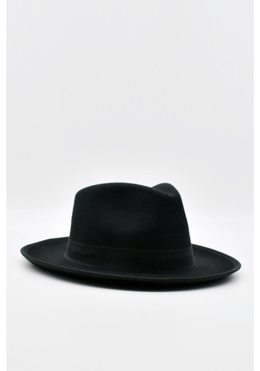 Vintage Erkek Fedora Fötr Şapka Panama İngiliz Trilby Kasket Siyah - Siyah