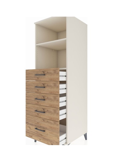 Kronos Dolap 2 Raflı 5 Çekmeceli 60x59x182 Aytaşı-çam Aytaşı