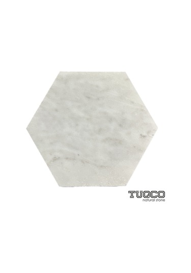 Tuqco Doğaltaş 8" Hexagon Carrara Honlu Mermer Mozaik