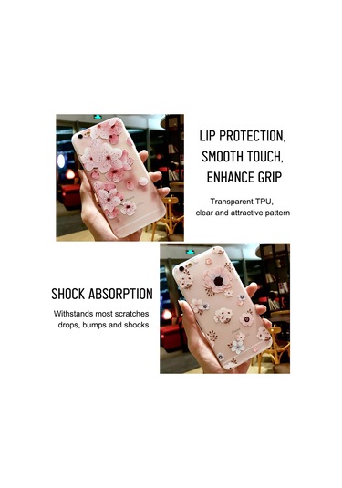 Suofeng Tpu Mat Kapak İphone Uyumlu 6/7/8/x/xs/xr/xs Max/11/11 Pro/11 Pro Max İçin Pembe Çiçek Desenli, Şok Emici, Tam Korumalı, Anti-kayma Telefon Kılıfı