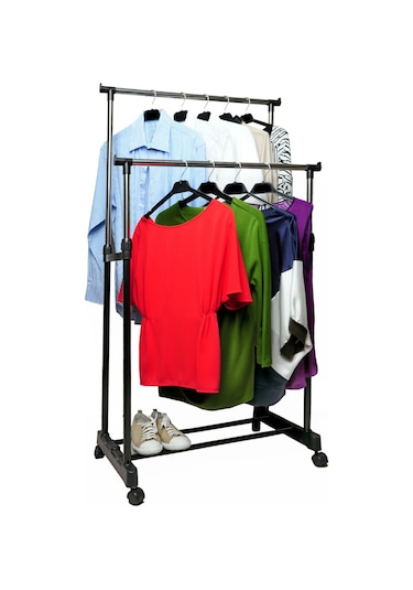 Lerato Tekerlekli Elbise Askılığı Siyah