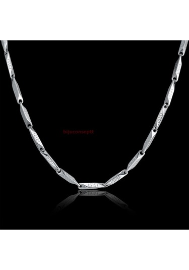 Erkek Çelik Zincir Dıesek Greek Desenli 3 Ml Kolye Gümüş Renk (185790746) Beyaz