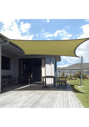 Neevoyu Üçgen Asker Yeşili Bahçe Güneşten Koruyucu Perde - Havuz Ve Bahçe İçin Uv Engellici Gölge Oluşturucu Oxford Kumaş Haki