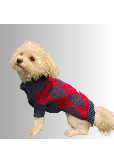 Miniş Kırmızı Baklavalı Küçük Köpek Kazağı