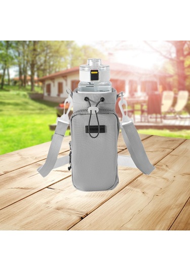 Suntek Su Şişesi Çantası Taşınabilir Tutucu Çanta Kamp Gri