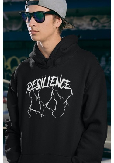 Sevbano Resilience Baskılı Unisex Oversize Tasarım Hoodie Siyah