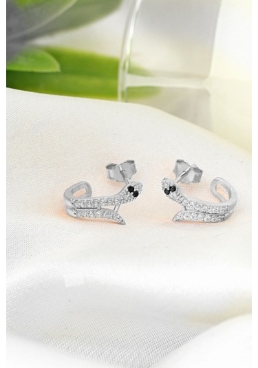 Zanaatsilver 925 Ayar Gümüş Halka Tasarım Yılan Modeli Küpe