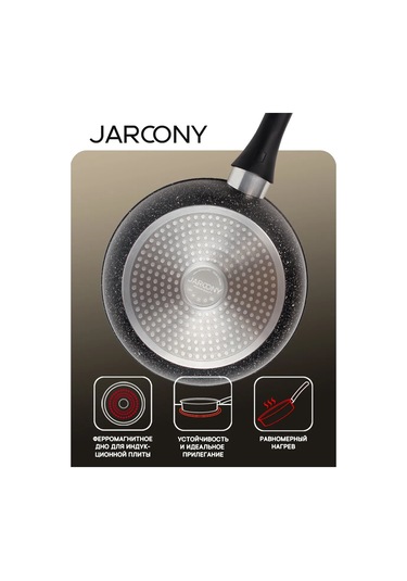 Jarcony Yapışmaz Kapaklı Tava 24 Cm, Çıkarılabilir Saplı 226909107 Siyah