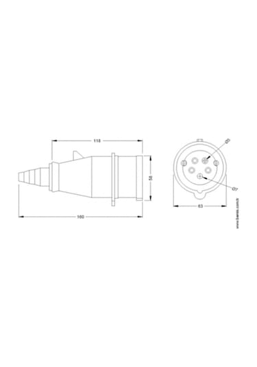 Bemis 45-042 Cee Norm 5/16a 380v Düz Fiş 1016701