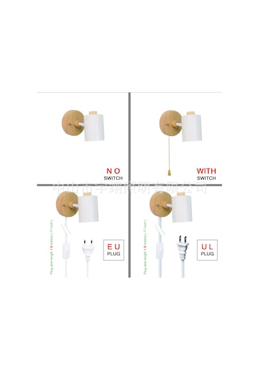Leezsing Ahşap Tabanlı Gu10 Duvar Lambası - Pratik Açma/kapama Düğmeli, Beyaz Beyaz