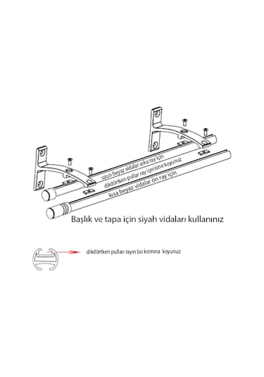 Perdemix 20 Mm Kornişli Dekoratif Alüminyum Çift Raylı Rustik  Perde Askısı