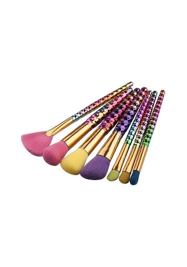 7 Makyaj Fırçası Denizkızı Gökkuşağı - Makyaj Fırçaları Tek Boynuzlu At Çok Renkli