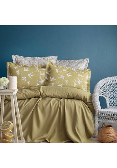 Apricitas Home Freely Çift Kişilik Bambu Pike Takımı Olive Sarı