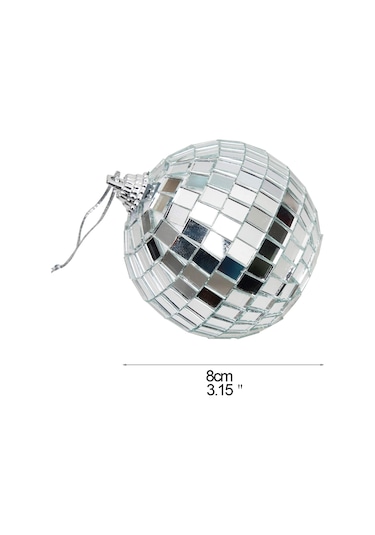 Disco Topu Aynalı Gümüş 8 Cm 3 Lü