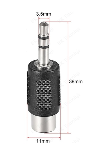 3.5mm Stereo Erkek - RCA Dişi Konnektör Ses Video Adaptörü