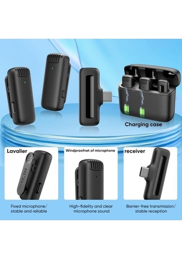 Wondernest Type-c / Usb-c Kablosuz Yaka Mikrofonu, Şarj Kutulu Kolay Kullanım