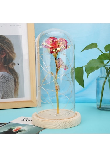 Youmex Ahşap Tabanlı Led Gece Lambası, Pembe Gül Desenli, Islak Isı Işığı, Romantik Dekorasyon, Hediye Seçeneği Diğer