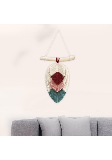 Suntek Magideal Makrome Duvar Asılı Goblen Fringe Kırmızı-pembe-25x30cm