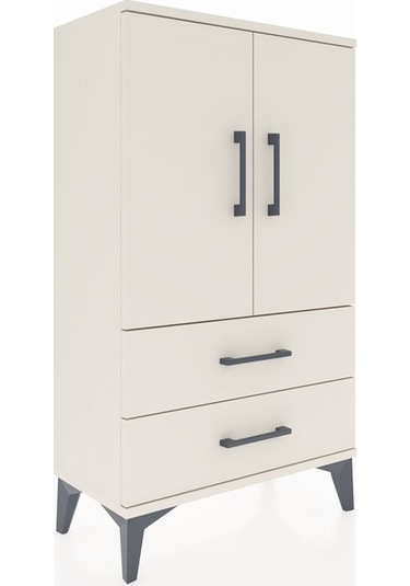 Arges Komodin 2 Raflı 2 Çekmeceli 2 Kapaklı 60x30x106 Aytaşı-... Aytaşı