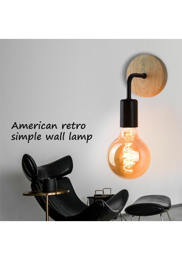 Siyah Ahşap Duvar Lambası Eski Aplik Duvar Işıkları Fikstür E27 110v 220v Başucu Retro Lamba Endüstriyel Dekor Yemek Odası Yatak Odası Işık Siyah