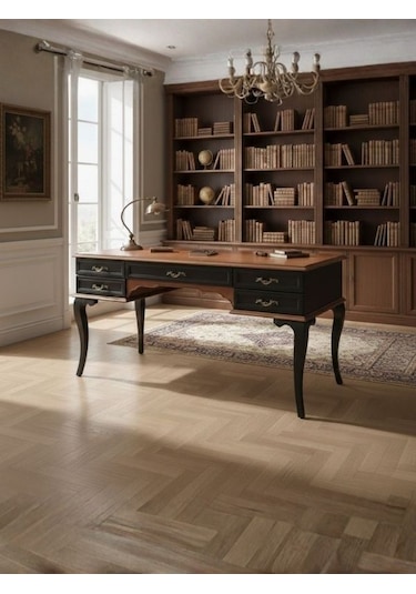 Winchester Rustik Still Çekmeceli Ahşap Çalışma Masası 75x140 Ceviz - Siyah